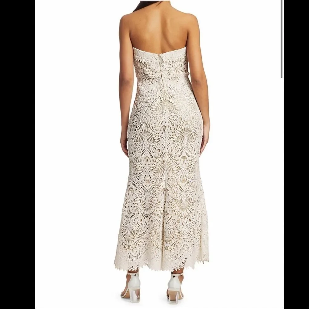 Badgley Mischka Lace Strapless Mermaid Dress - Picture 5 of 12